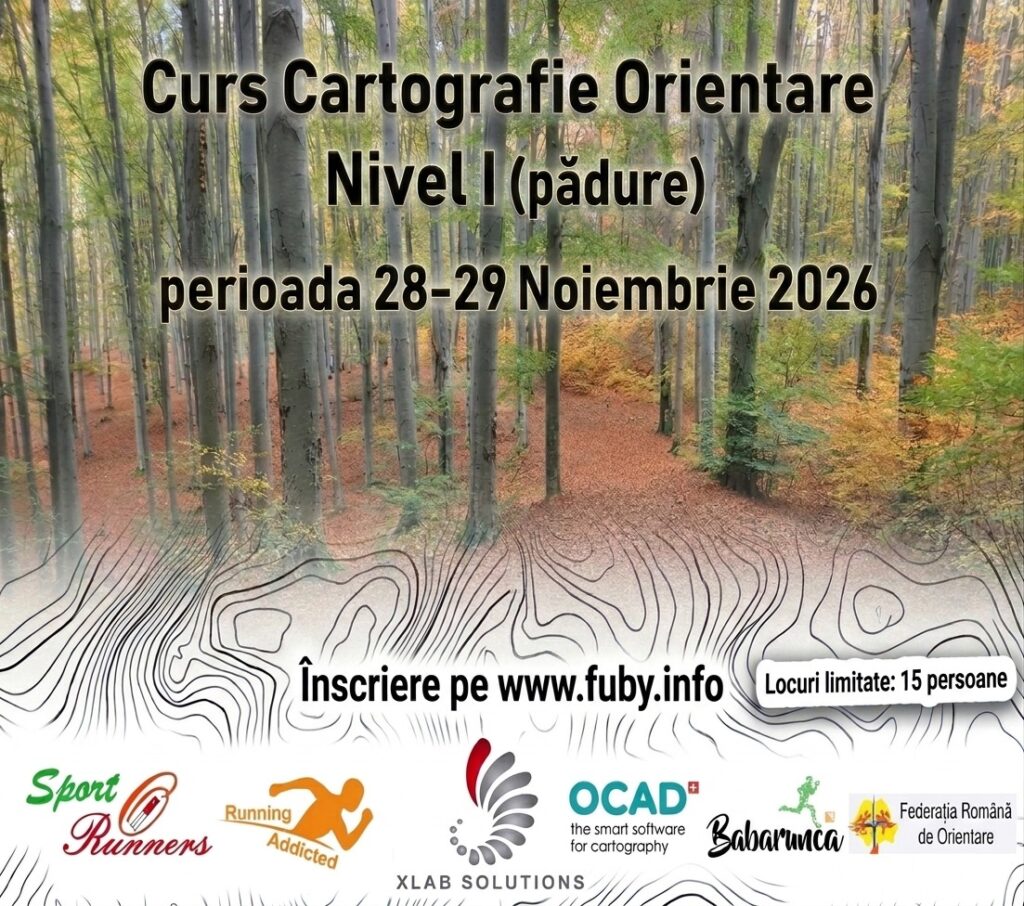 Afișul cursului de cartografie orientare Nivel I (pădure), 28–29 noiembrie 2026, Cabana Babarunca